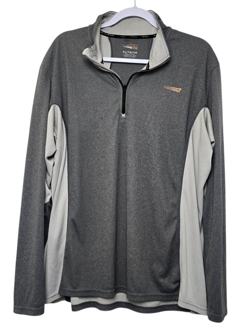Copper Fit Men's XL Gray Quarter Zip Pullover Performance Long Sleeve Shirt